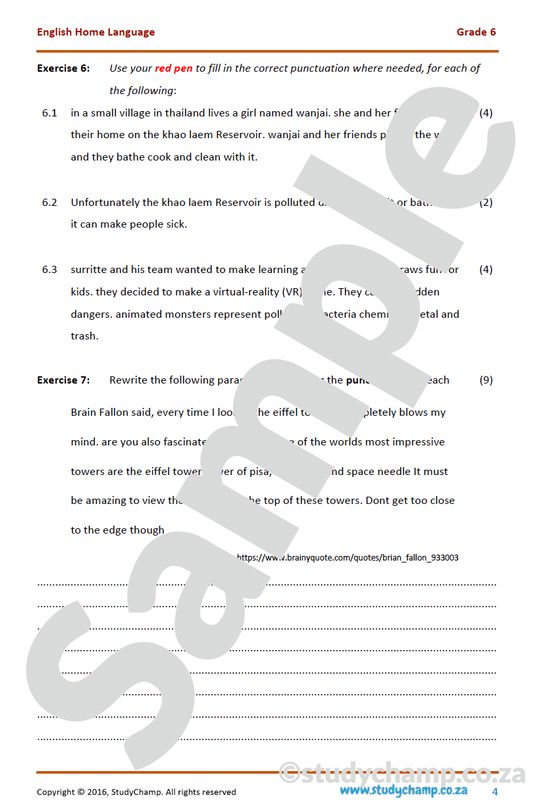 Grade 6 English Worksheet: Punctuation