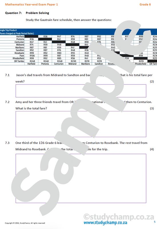Grade 6 Maths Year-end Exam: Practice Paper 1