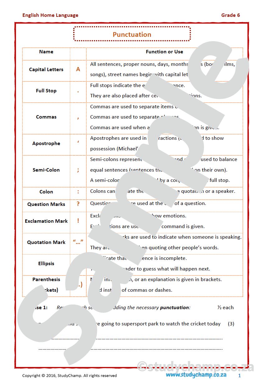 Grade 6 English Home Language Bundle