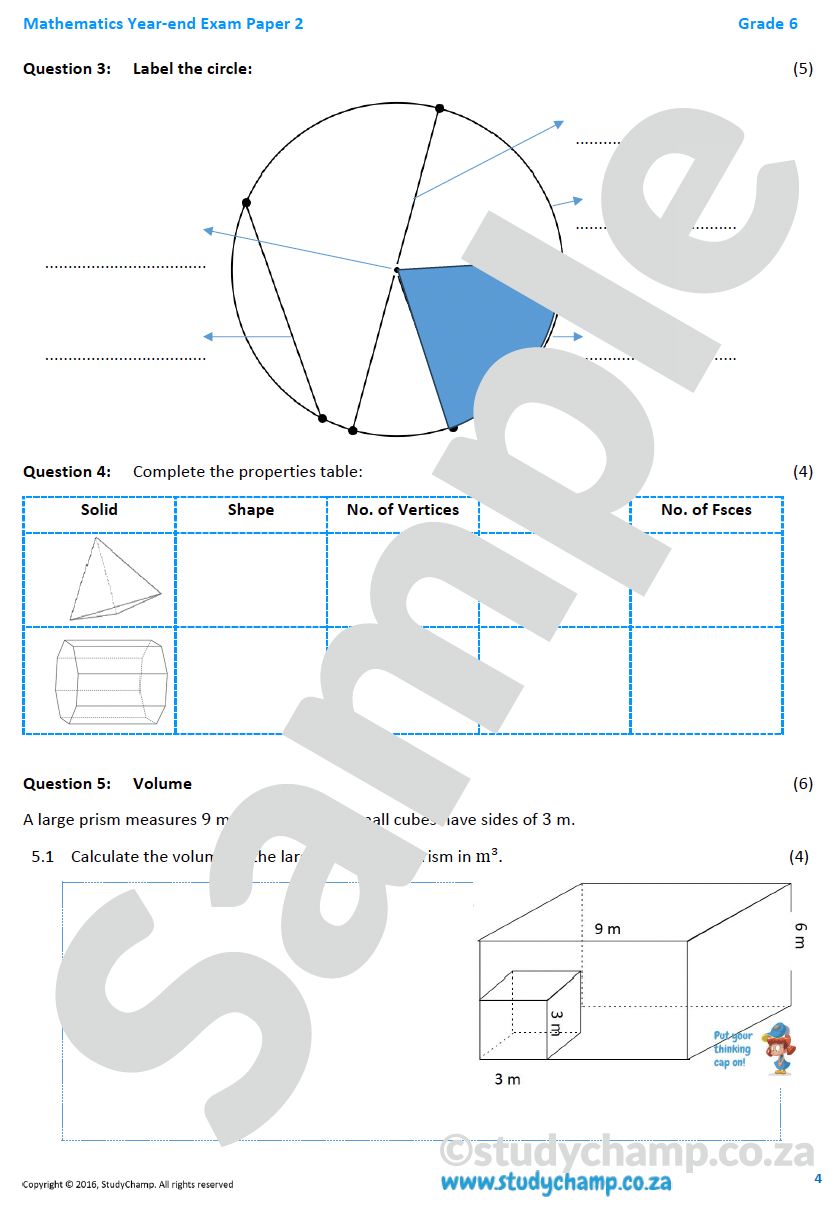 Grade 6 Maths Year-end Exam: Practice Paper 2