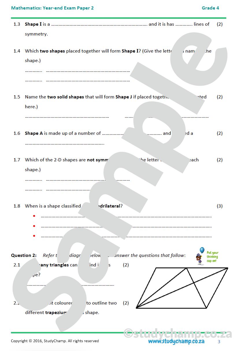 Grade 4 Maths Year-end Exam: Paper 2