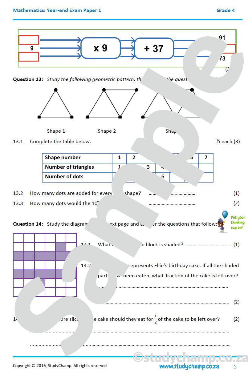 Grade 4 Maths Year-end Exam: Paper 1
