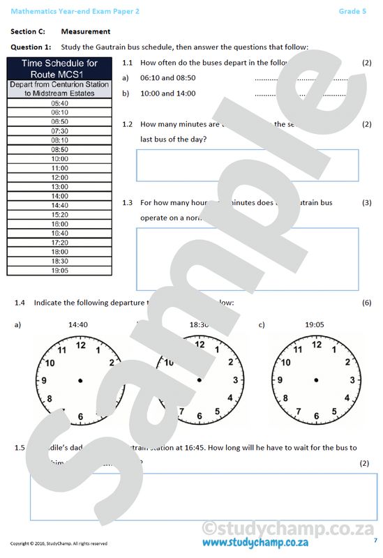 Grade 5 Mathematics Year-End Exam: Paper 2