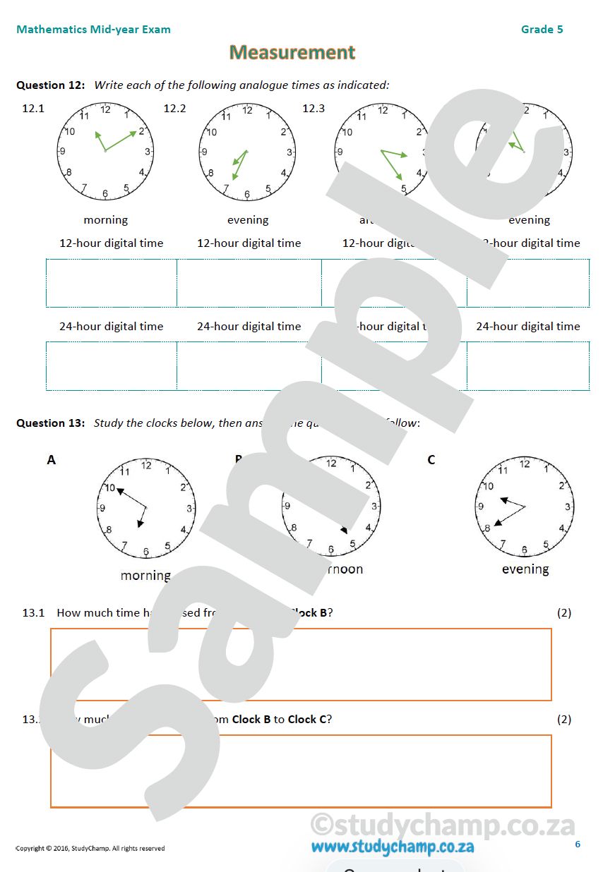 Grade 5 Mathematics Mid-Year Exam: Workbook 2