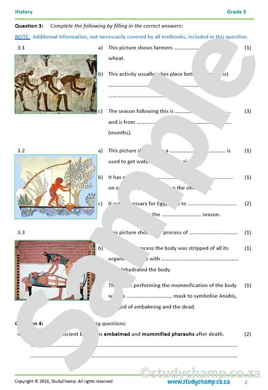 Grade 5 History Test: Ancient Egypt