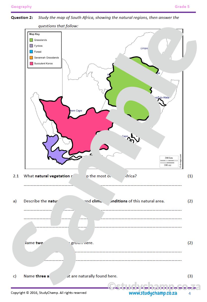 Grade 5 Geography Test: Natural Vegetation