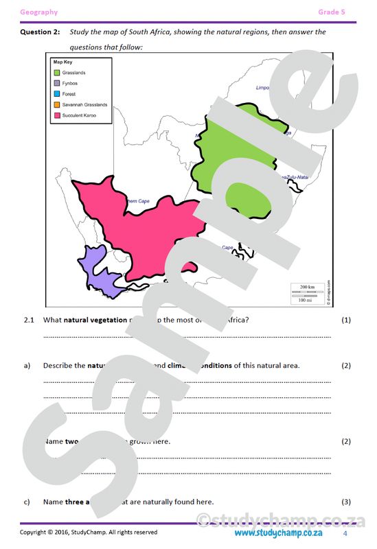 Grade 5 Geography Test: Natural Vegetation