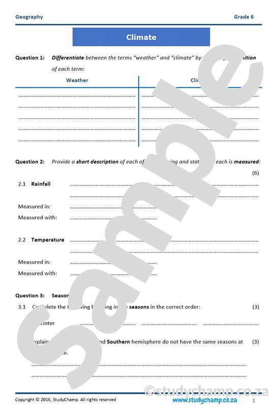 Grade 6 Geography Test: Climate around the World