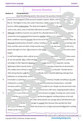 Grade 6 English Comprehension and Language: Extreme Weather
