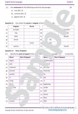 Grade 6 English Comprehension and Language: Extreme Weather