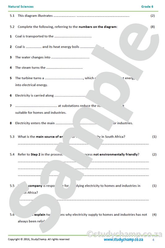 Grade 6 Natural Sciences Test: Energy and Mains Electricity