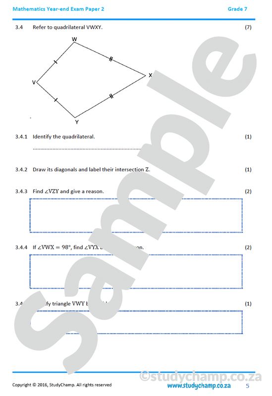 Grade 7 Mathematics Year-end Exam: Practice paper 2