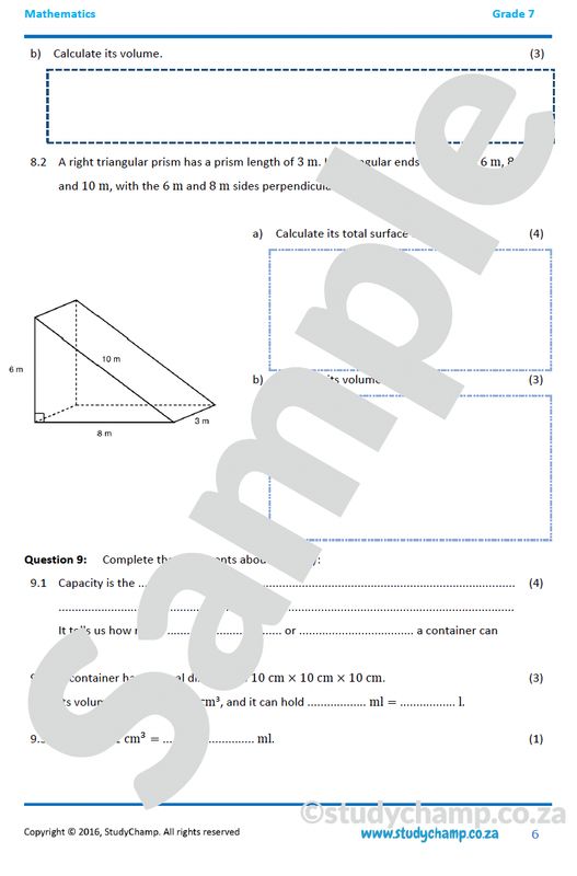 Grade 7 Mathematics Year-end Exam Revision: Measurement