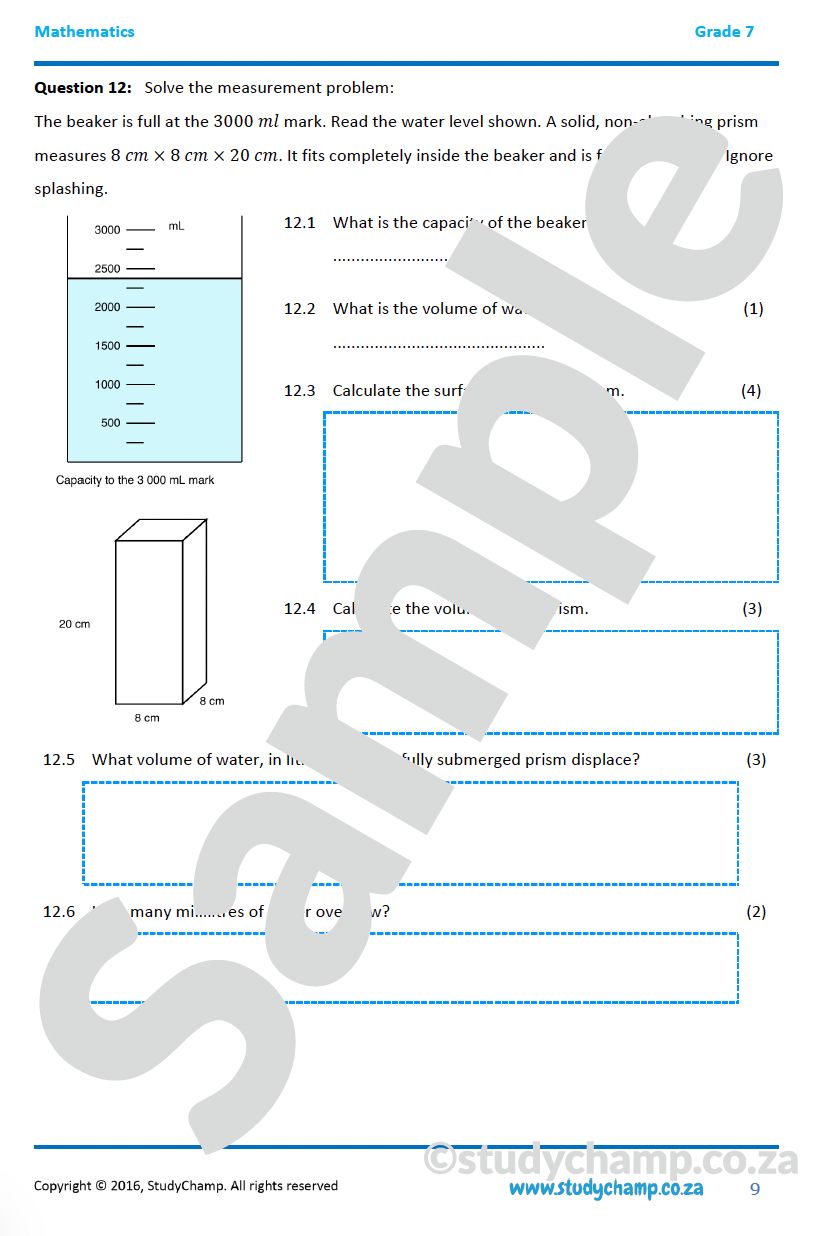Grade 7 Mathematics Year-end Exam Revision: Workbook 4 - Measurement