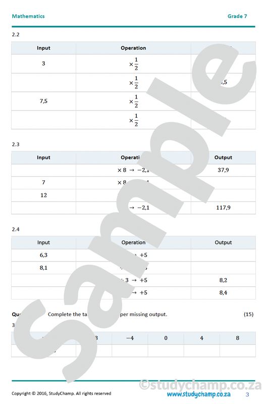 Grade 7 Mathematics Year-end Exam Revision: Patterns and Functions