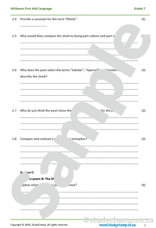 Grade 7 English Year-end Exam Revision: Poetry
