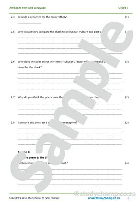 Grade 7 English Year-end Exam Revision: Poetry