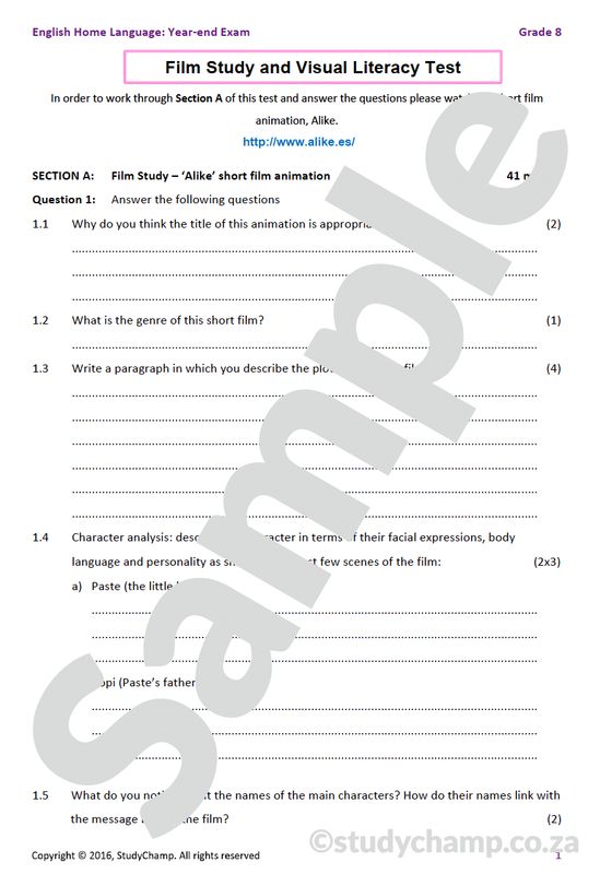 Grade 8 English Year-end Exam Revision: Visual Literacy and Film Study