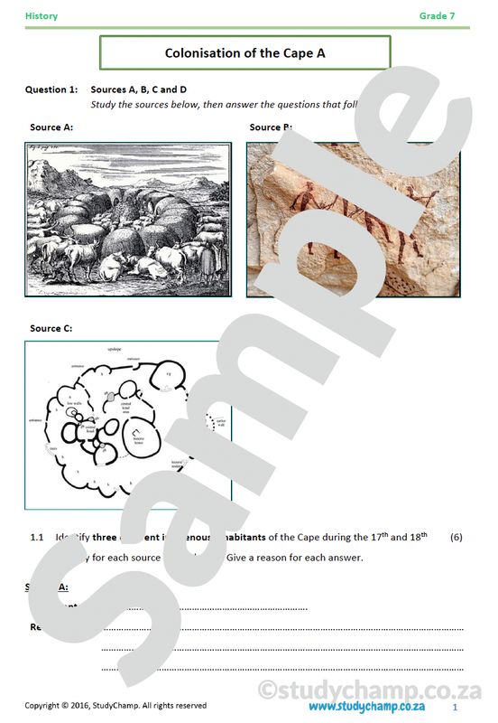 Grade 7 History Test: Cape Colonisation A