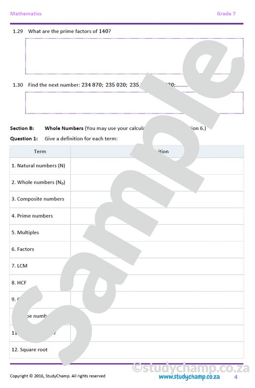 Grade 7 Mathematics Year-end Exam Revision: Numbers, Operations, Multiples and Factors