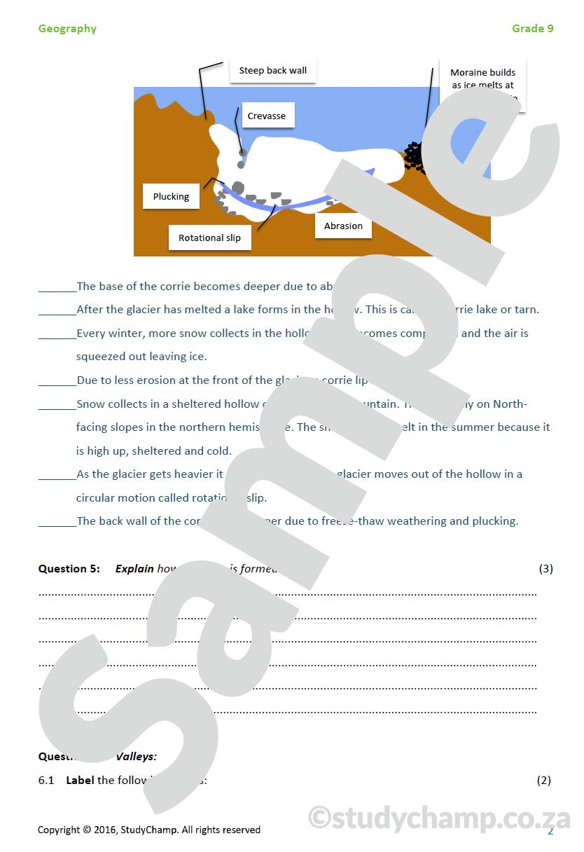 Grade 9 Geography Test: Surface Forces - Ice, Wind and Human Impact