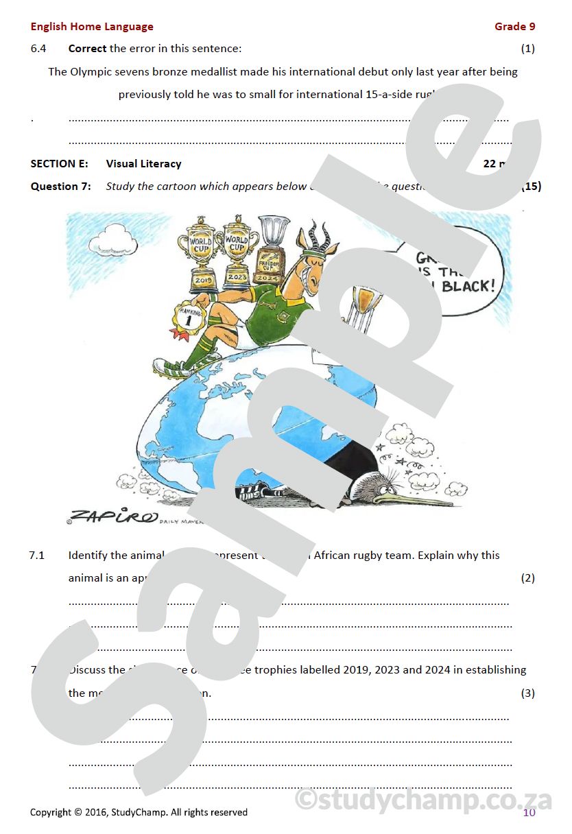 Grade 9 English Year-end Exam Revision: Comprehension and Language