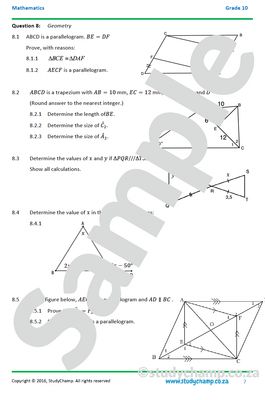 Grade 10 Mathematics Mid-year Exam Revision: Workbook 3