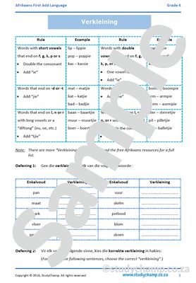 Grade 4 Afrikaans: Verkleining