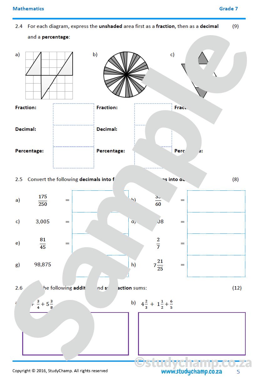Grade 7 Mid-Year Exam Bundle
