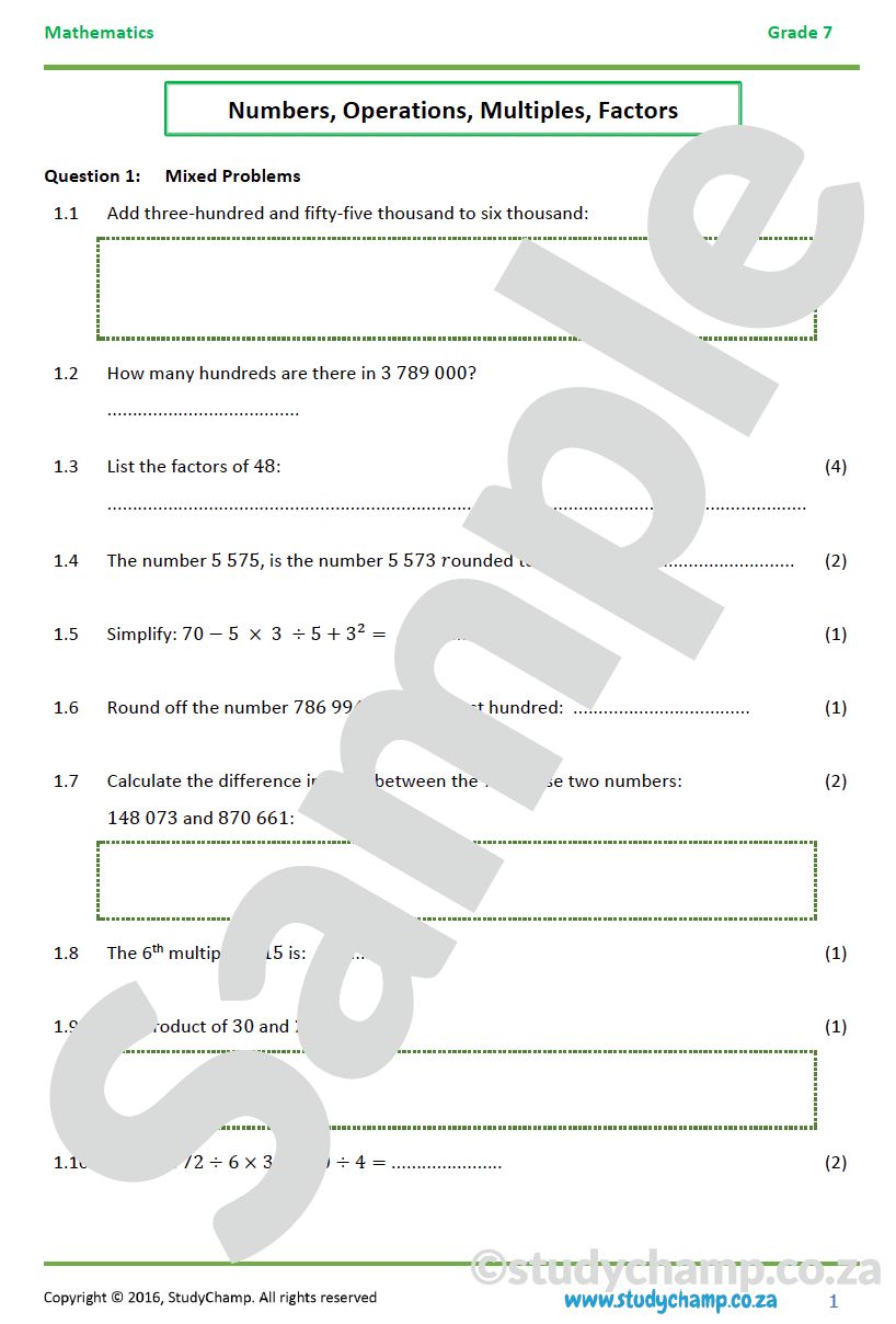 Grade 7 Mid-Year Exam Bundle