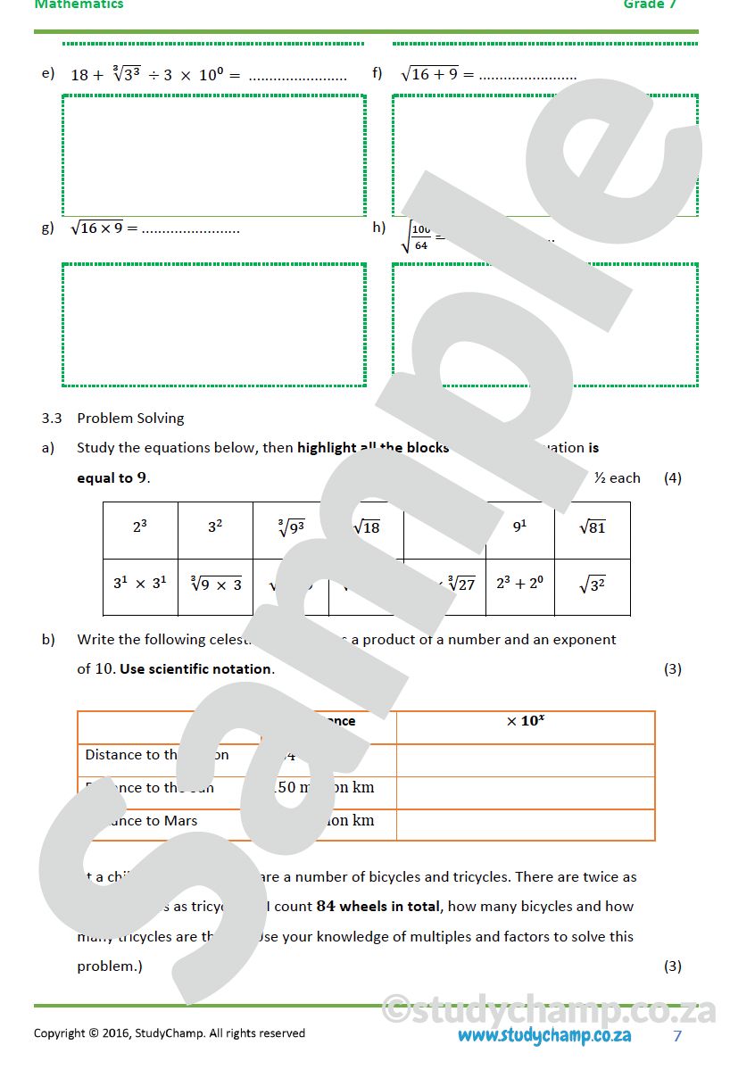Grade 7 Mid-Year Exam Bundle
