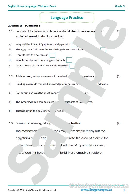 Grade 5 Mid-Year Exam Bundle