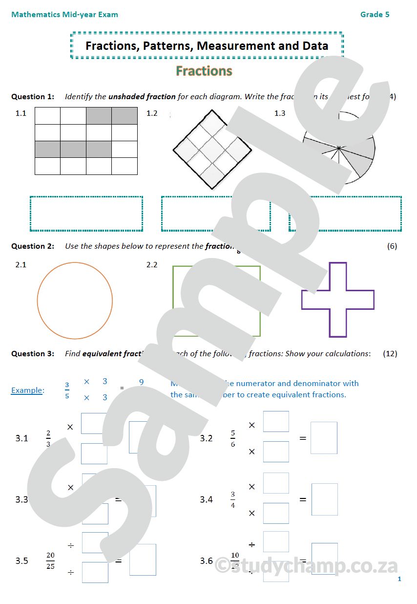 Grade 5 Mid-Year Exam Bundle