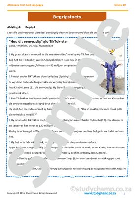 Grade 10 Afrikaans Year-end Exam Revision: Begrip en Taal