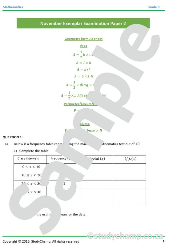 Grade 9 Mathematics Year-end Exam Revision: Workbook 2