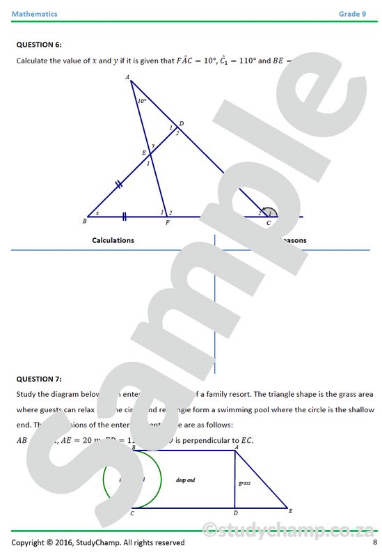 Grade 9 Mathematics Year-end Exam Revision: Workbook 2