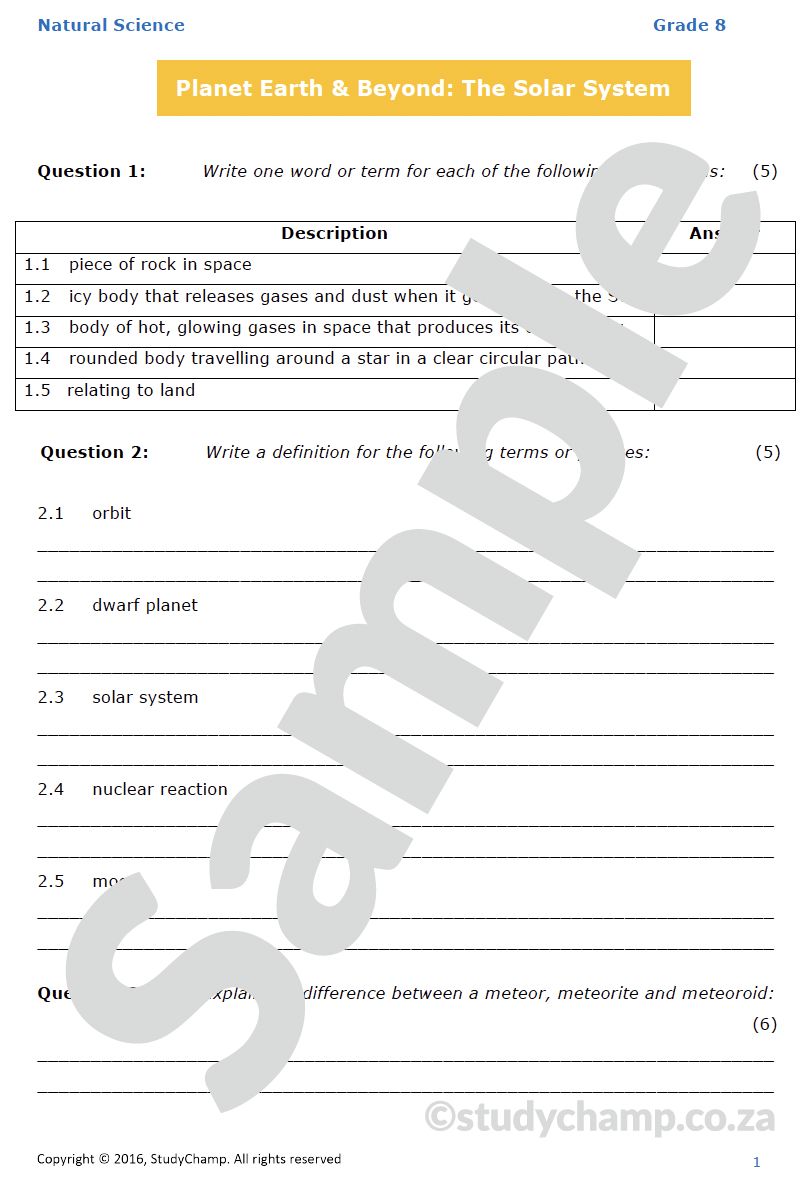 Grade 8 Natural Sciences Bundle