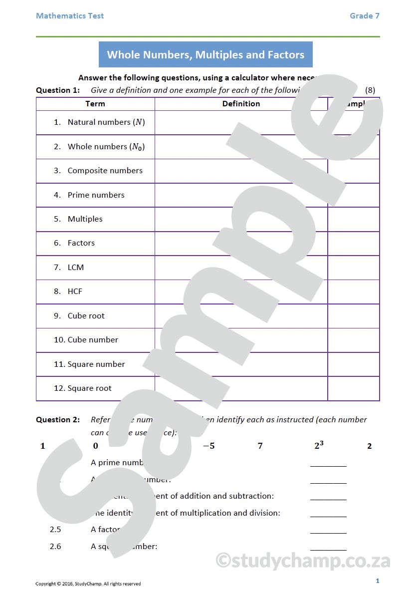 Grade 7 Mathematics Bundle
