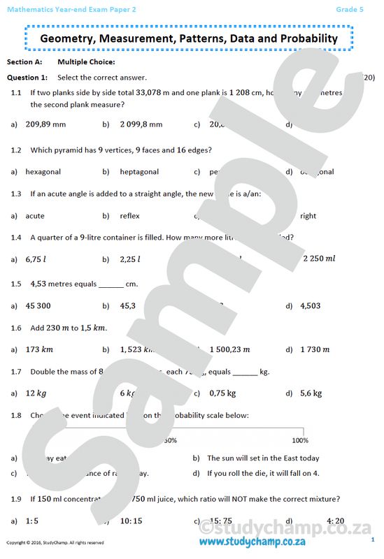 Grade 5 Year-end Exam Bundle