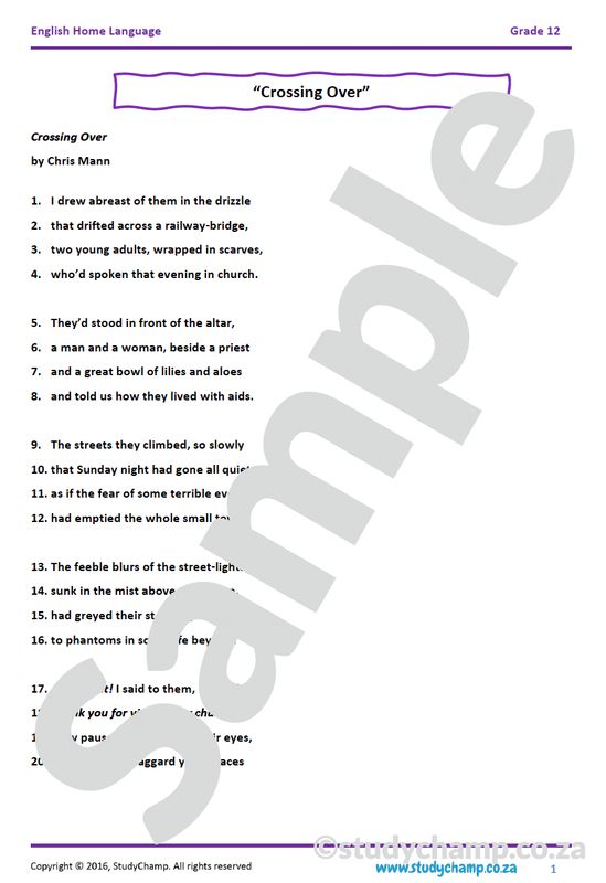 Grade 12 IEB English Home Language: Poetry - Remember and Crossing Over