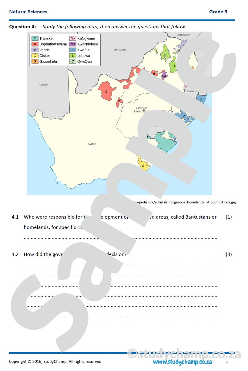 Grade 9 History Test: Turning Points, Apartheid and Repression