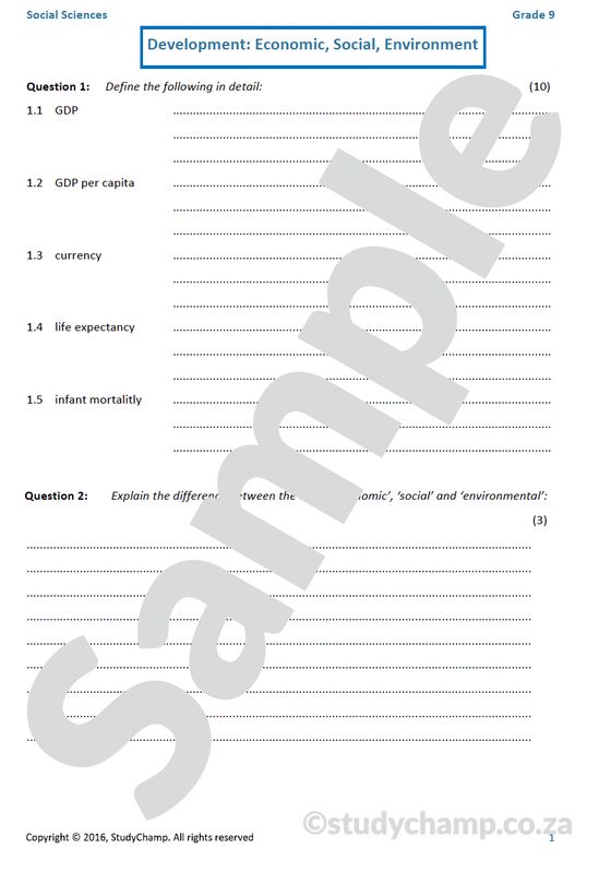 Grade 9 Geography Test: Development