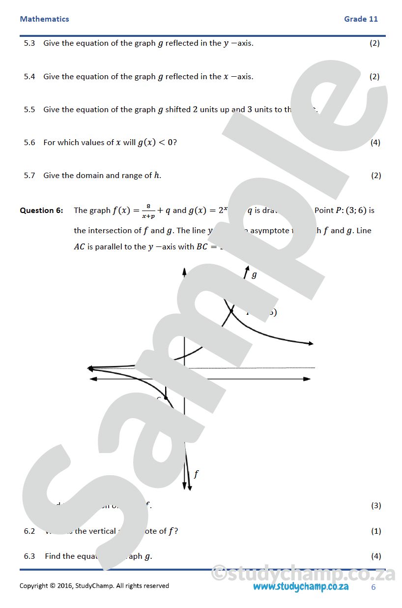Grade 11 Mathematics Mid-Year Exam Revision: Algebra and Functions