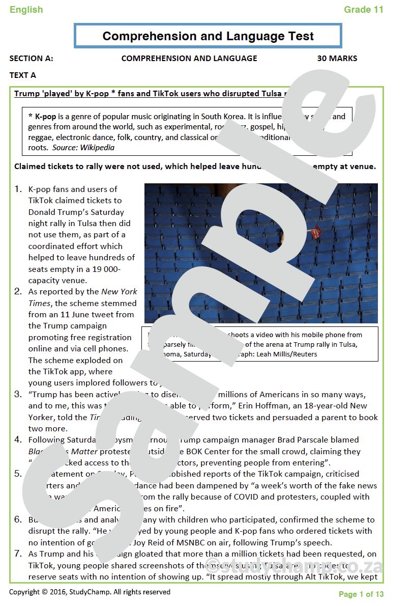 Grade 11 English: Comprehension and Language: Trump and Twitter