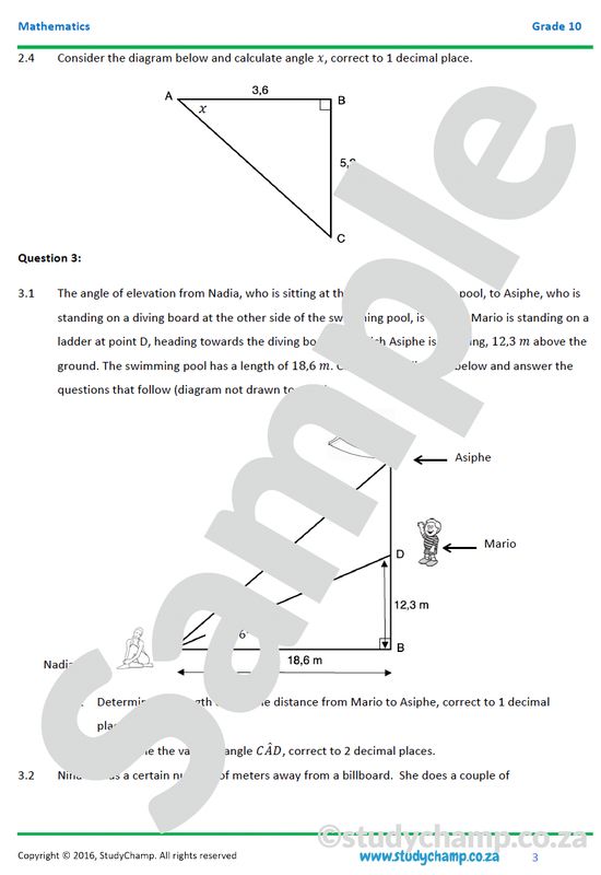 Grade 10 Mathematics Year-end Exam Revision: Workbook 2