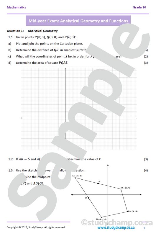 Grade 10 Mathematics Mid-year Exam Revision: Workbook 2