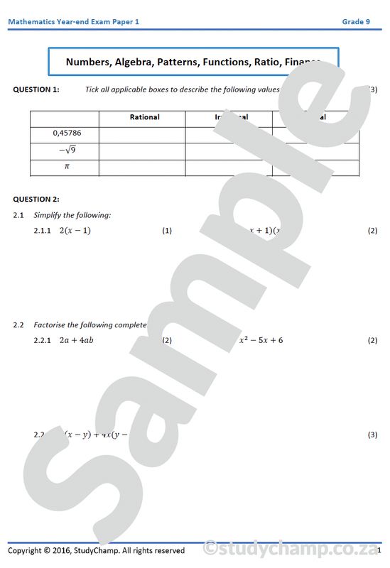 Grade 9 Year-end Exam Bundle