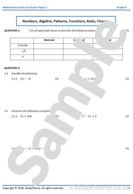 Grade 9 Year-end Exam Bundle