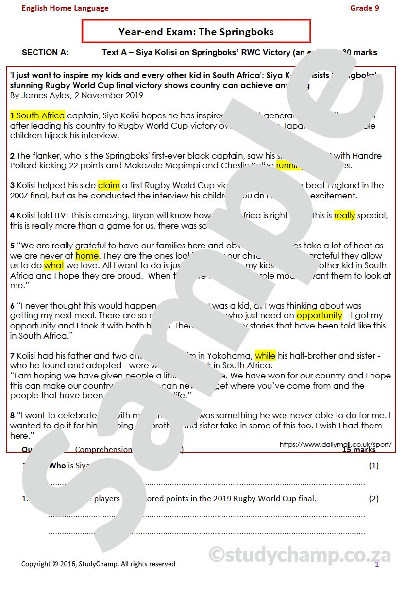 Grade 9 Year-end Exam Bundle