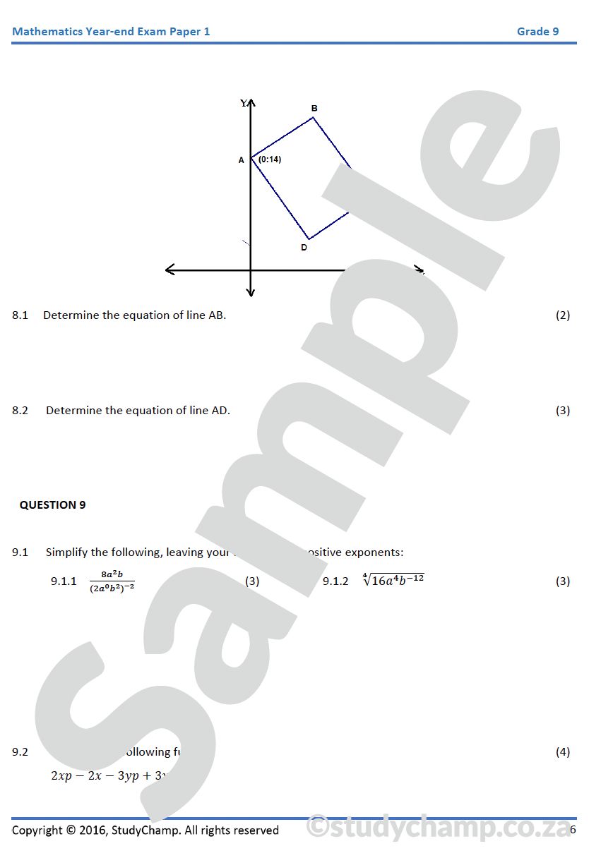 Grade 9 Year-end Exam Bundle